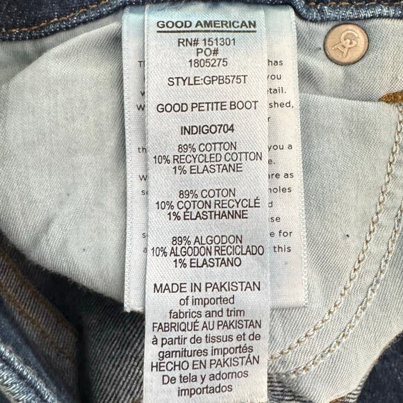 Good American Women's Blue Stretch Mid Rise Cotton Bootcut Jeans Size 2/26 - Picture 9 of 10